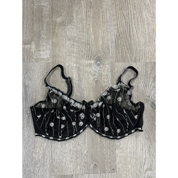 Freya Other - FREYA Mesh Sheer Polka Dot Lace Trim Underwire Plunge Bra Womens 38FF MOD AA312